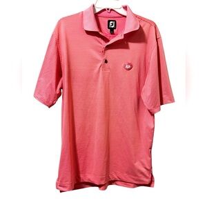 FootJoy Men’s Short Sleeve Golf Pink White Striped Polo Shirt Size Medium